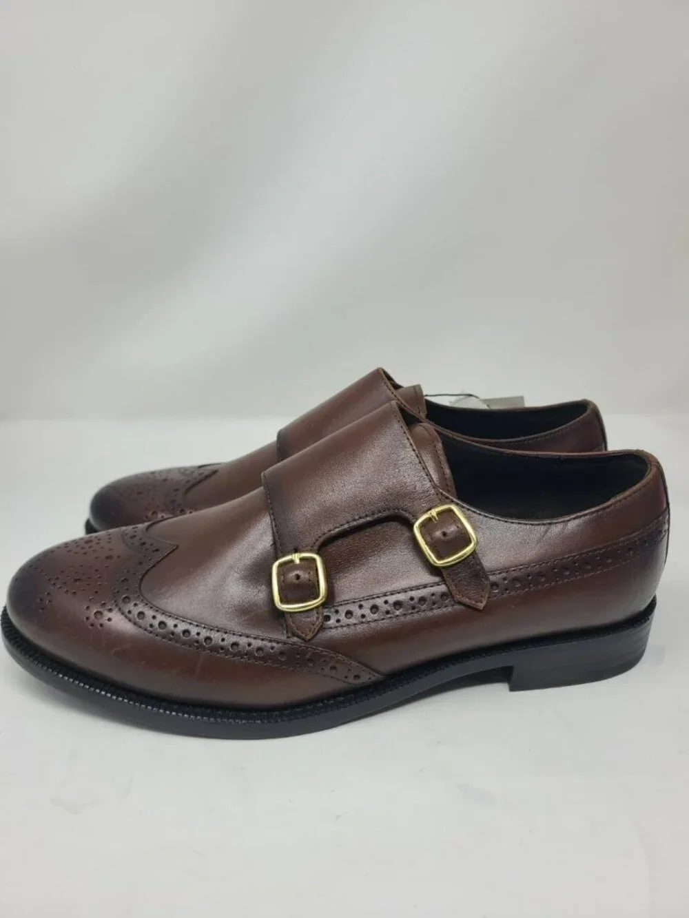 Zara Leather Double Monk Strap Shoes Size 8 2408/920